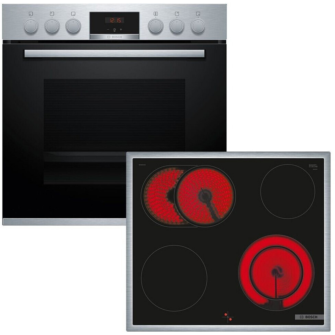Bosch - Serie 4 Elektroherd-Set (HND411LS67) - Großer Elektroherd mit 4 Kochzonen, 71L, silber