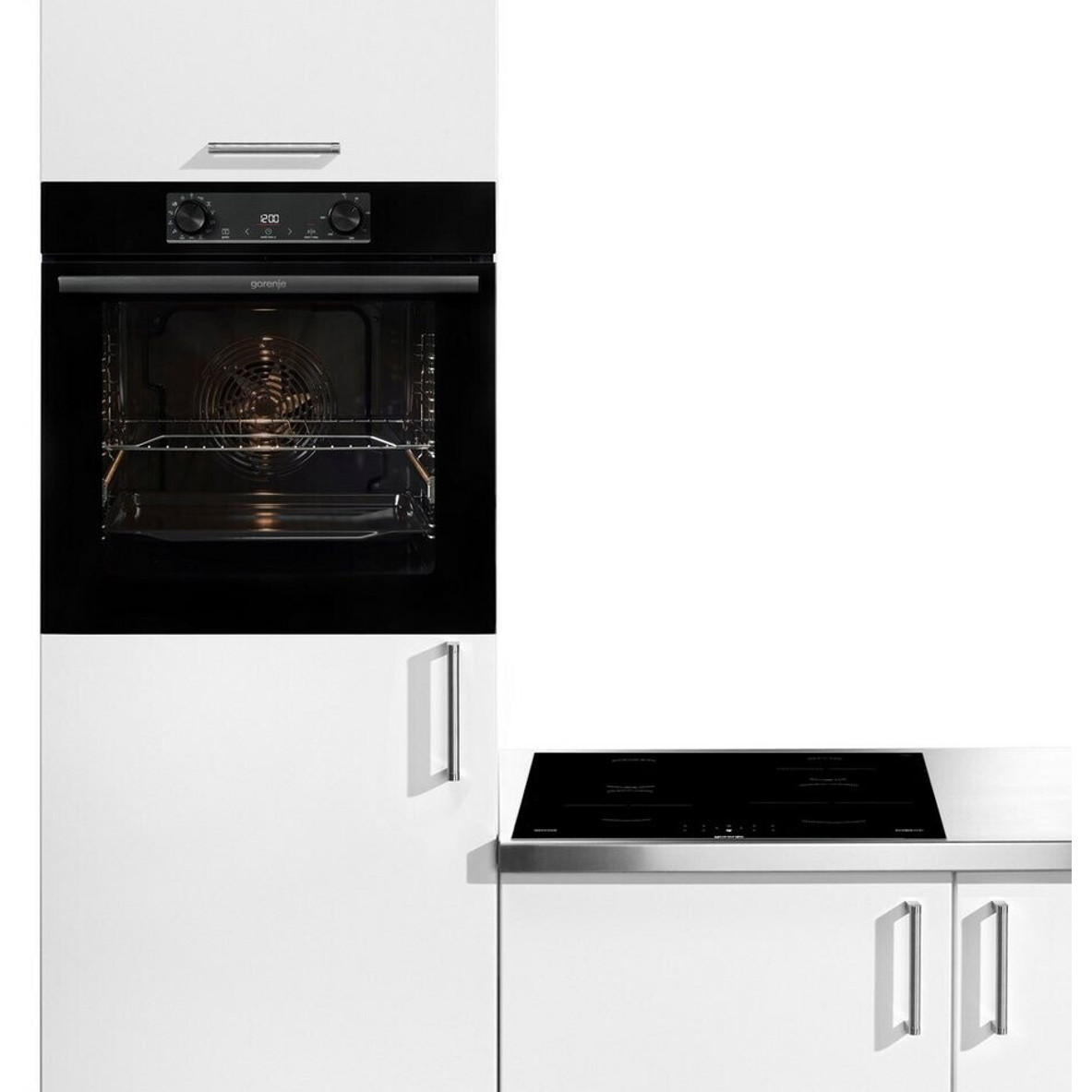 Gorenje - Backofenset mit Induktionskochfeld - BOS6737E06BG + GI6401BSC - 77 Liter, schwarz, Hydrolyse-Reinigung, Teleskopauszug, 300°C, 4 Kochzonen, 7.200 Watt