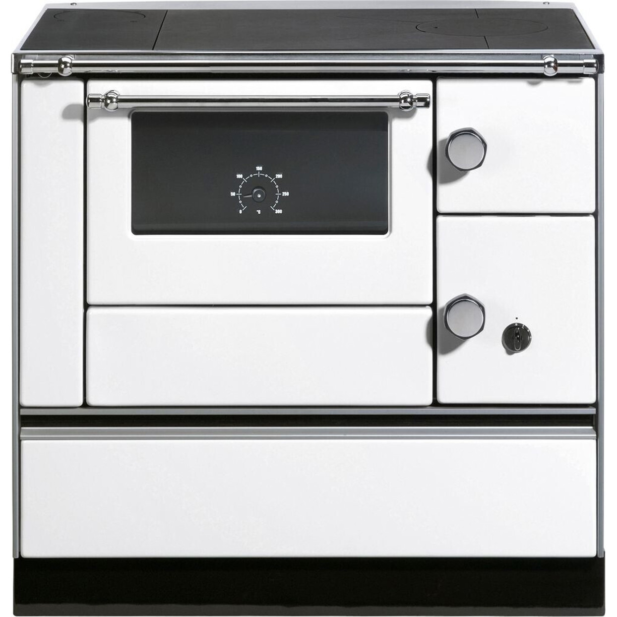 Wamsler - Kaminofen K 176 A/90 in weiß - Holzherd mit 5 kW Heizleistung, seitlicher Rauchrohranschluss links, Stahlkochanfertigung