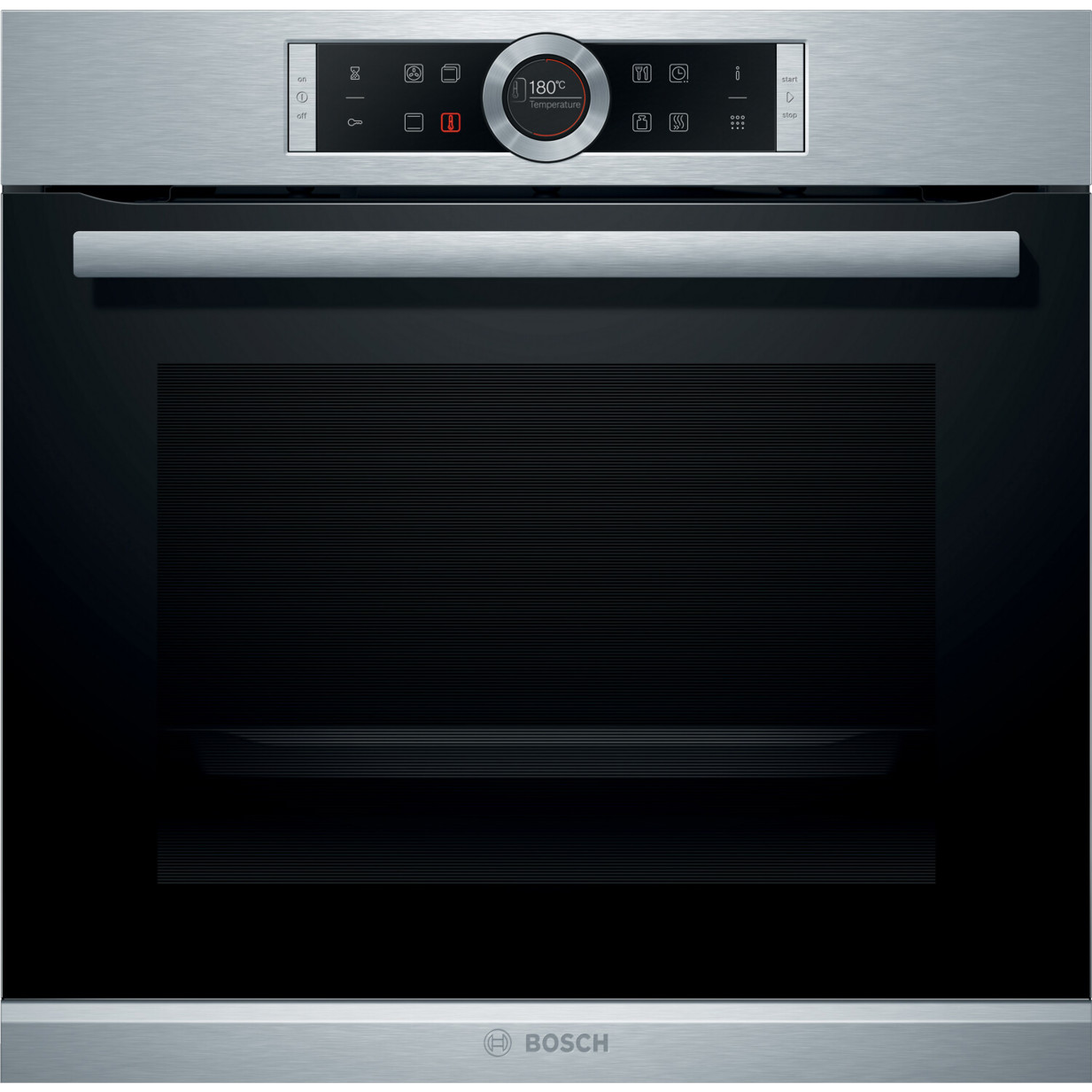 Bosch HBG672BS1 Serie 8 Einbaubackofen mit Pyrolyse 71 Liter silber, schwarz