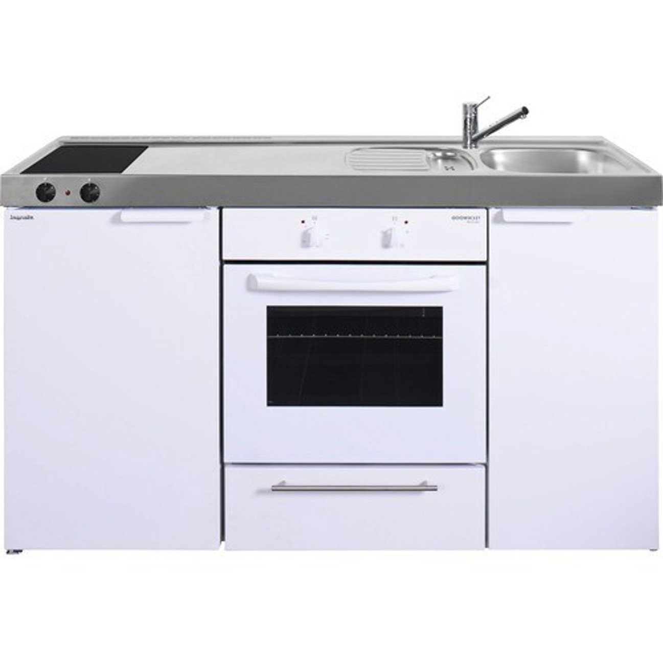 Stengel - MKB 150 - Miniküche mit Elektrogerät - 150 cm Breite, 100 L Kühlbereich, mit Backofen, mit Kühlschrank, mit Glaskeramik-Kochfeld