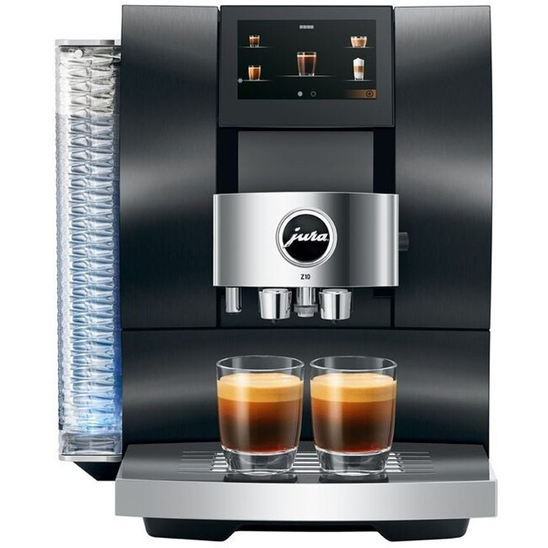 Jura - Z10 Aluminium Black - Kaffeevollautomat - 2 Tassen, TFT-Display, Touchscreen, Kegelmahlwerk, 15 bar, 2,4 l Wassertank, Mahlwerk aus Stahl, schwarz
