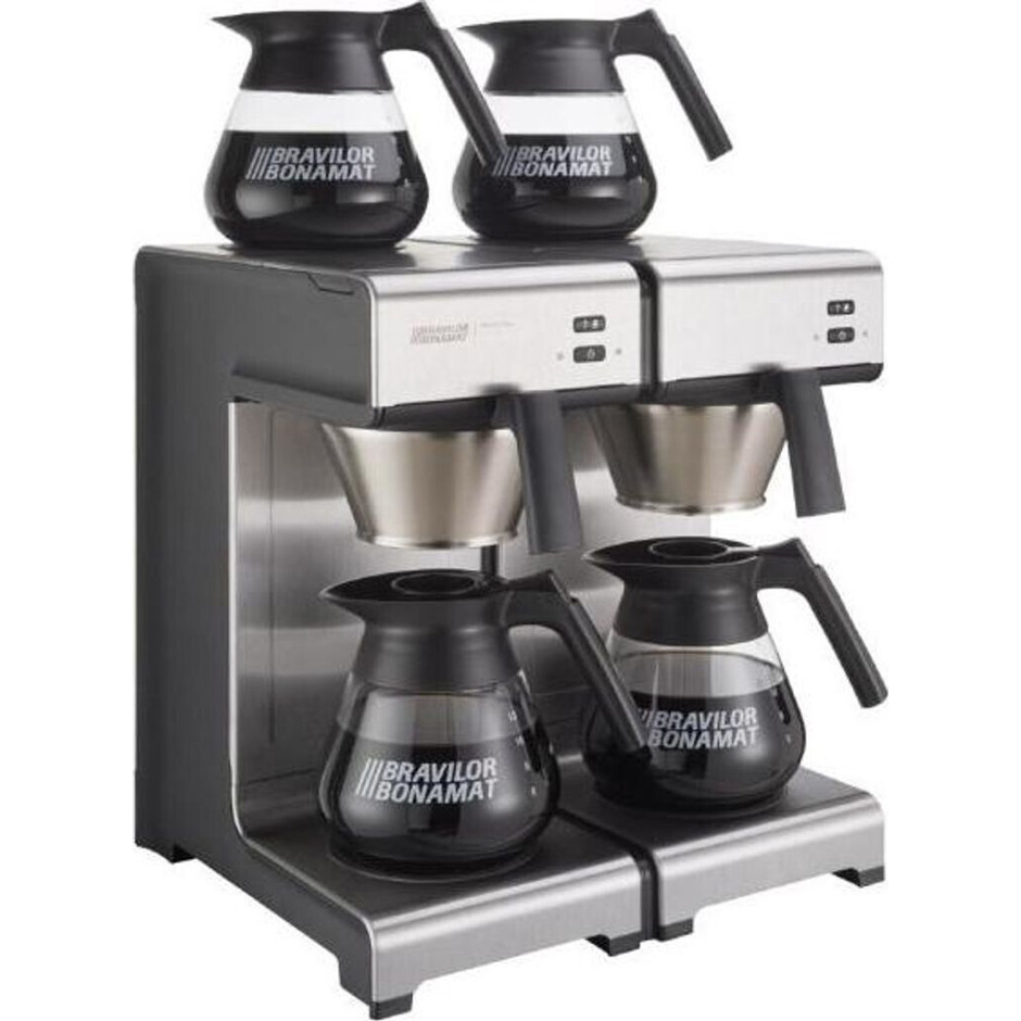 Bravilor Bonamat - Mondo Twin Duo-Kaffeemaschine - 1 Kanne, Glaskanne, Warmhalteplatte, grau