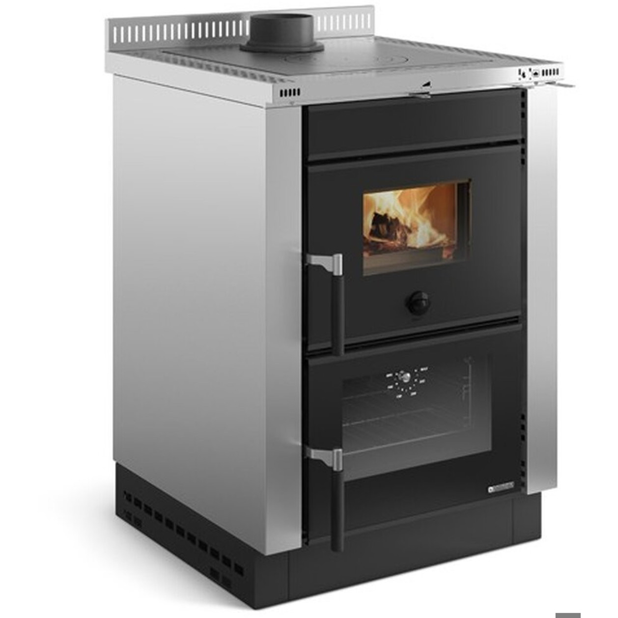 La Nordica - Vicenza Evo - Holzherd mit 6 kW Leistung, silber, Scheibenspülung, Thermometer