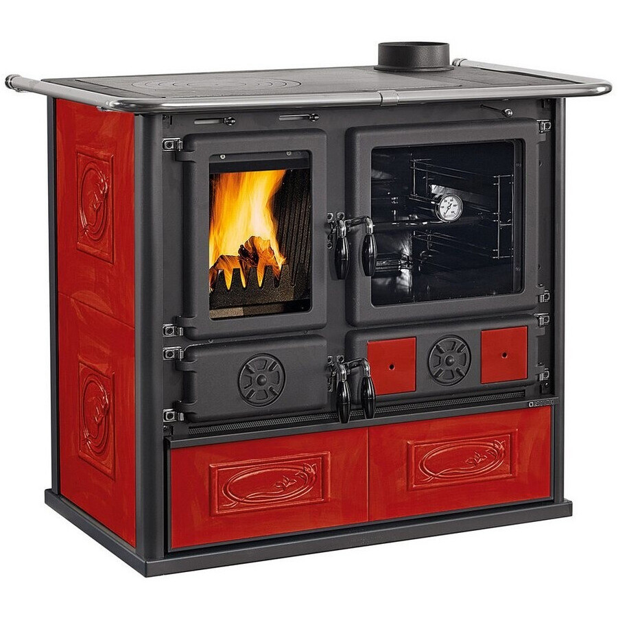 La Nordica Rosa 5.0 - Holzherd Keramik Bordeaux 8,8 kW, Gusseisen Kochfeld
