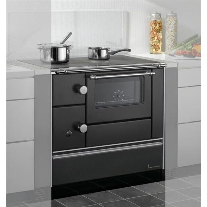 Wamsler - Kaminofen K 176 A/90 - Holzofen mit 90 cm Breite und seitlichem rechts Anschluss in schwarz