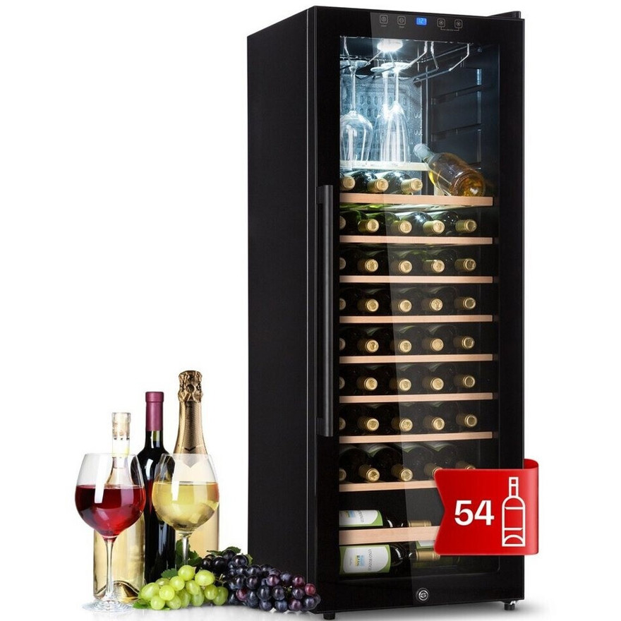 Klarstein - Barossa 54 Duo Weinkühlschrank - 54 Flaschen - 6 Holzlagerböden - 5-18°C - schwarz - Glastür
