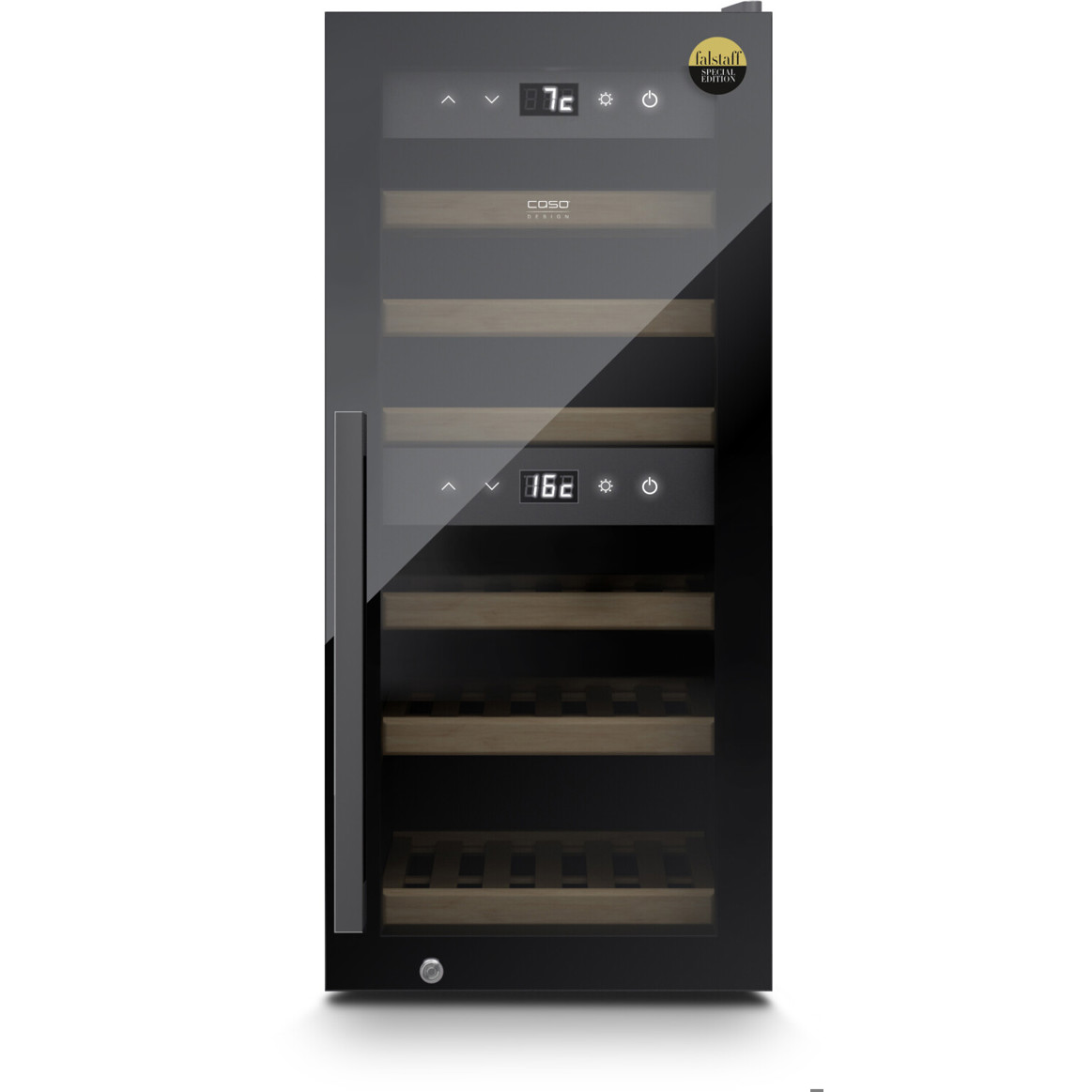 Caso Weinkühlschrank WineExclusive 24 Smart - schwarz, 2 Zonen, 24 Flaschen, 87 cm Höhe, freistehend