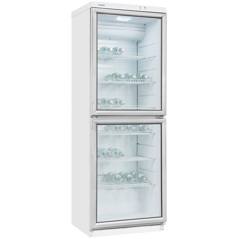 Exquisit - GKS350-2-GT-280D - Getränkekühlschrank - freistehend, weiß, Glastür, 320 L, umluftkühlung, 41 dB