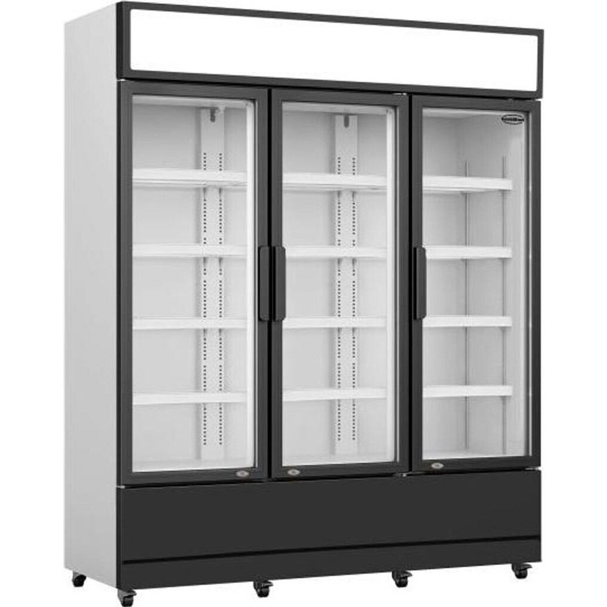 Combisteel Gewerbekühlschrank mit 3 Glastüren - freistehend, fahrbar, Umluftkühlung, 160 cm Breite