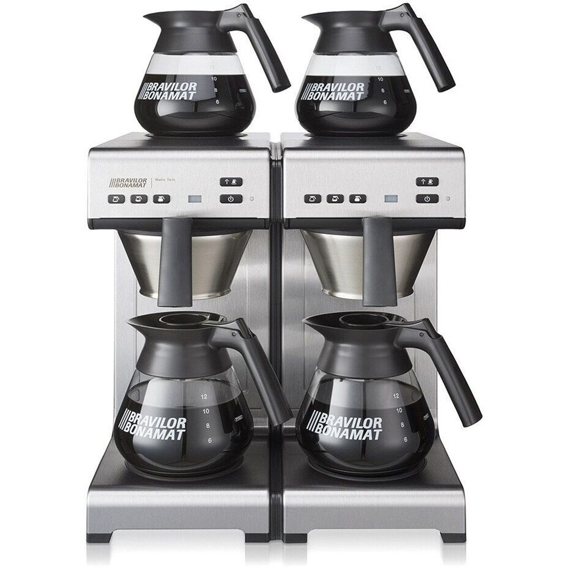 Bravilor Bonamat - Matic Twin Kaffeemaschine - Duo-Kaffeemaschine mit Glaskanne und Warmhalteplatte, grau