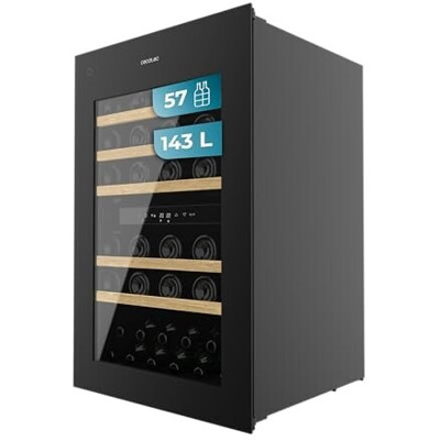 Cecotec - Bolero GrandSommelier Duo 57000 Touch - Weinkühlschrank - 57 Flaschen, 2 Zonen, schwarz, 88,5 cm Höhe