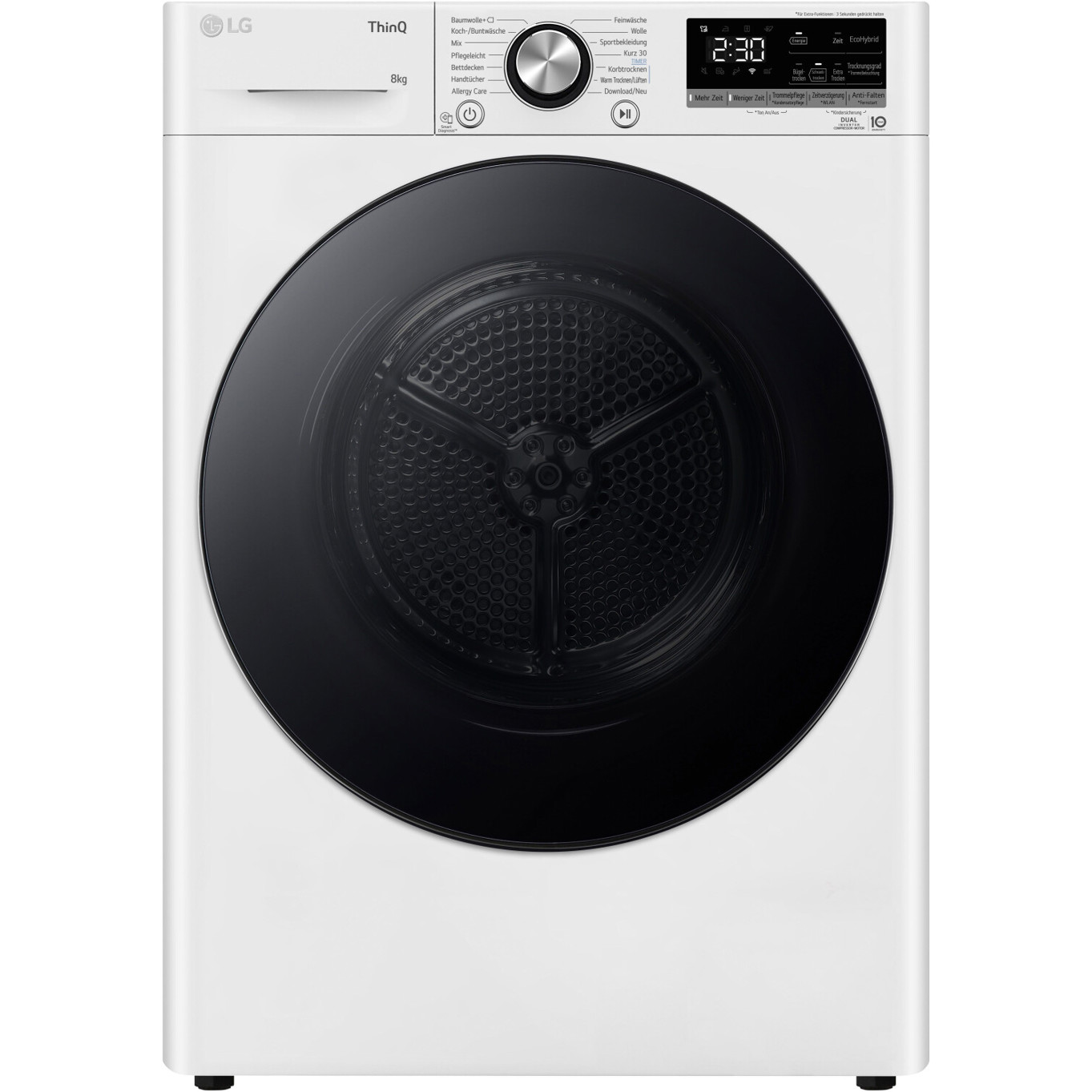 LG - Wäschetrockner - RT80V9W - Wärmepumpentrockner mit 8 kg Kapazität, weiß, Smart Diagnosis