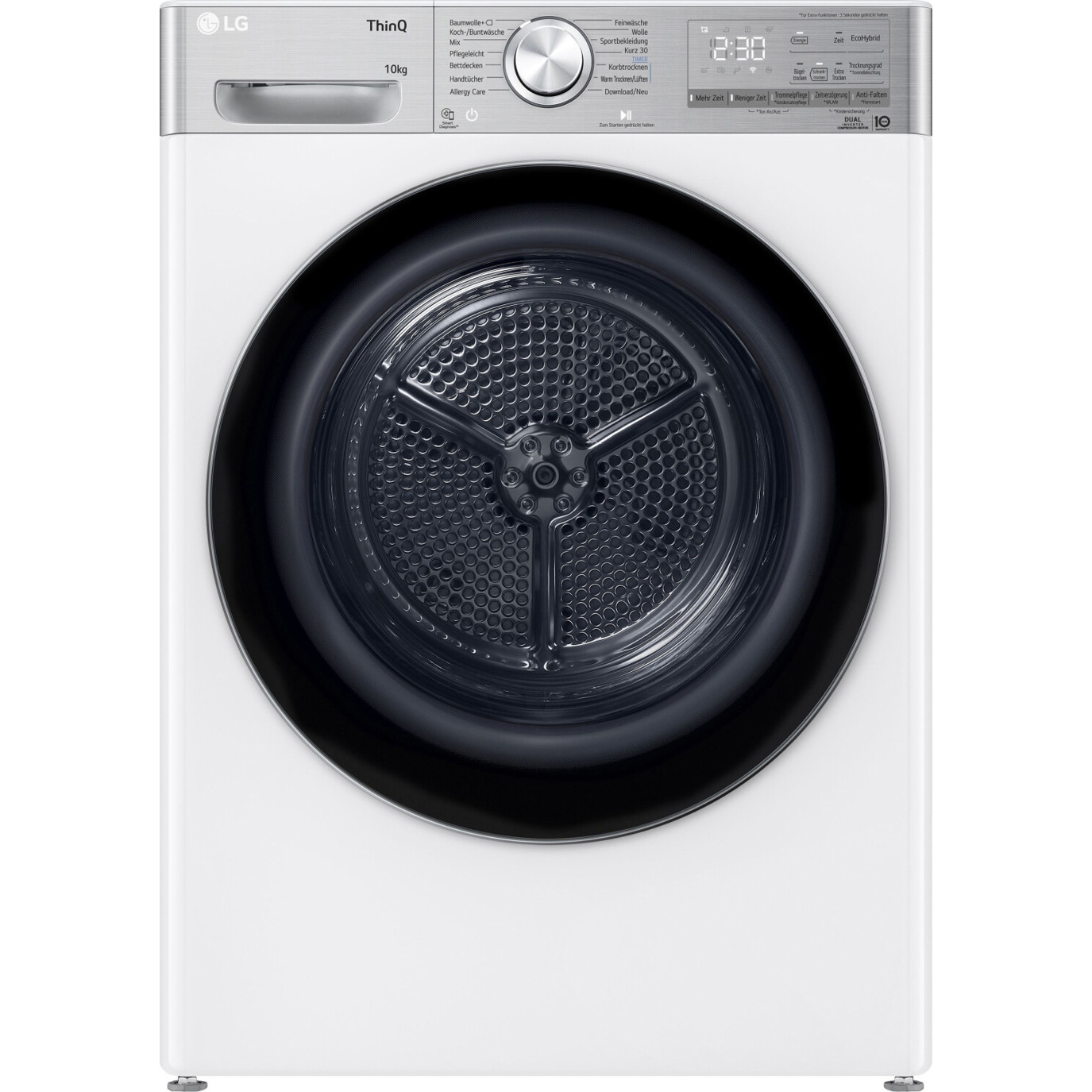 LG - Wäschetrockner - V9A2XT - Wärmepumpentrockner mit 10 kg Füllmenge in Weiß, Knitterschutz und WLAN