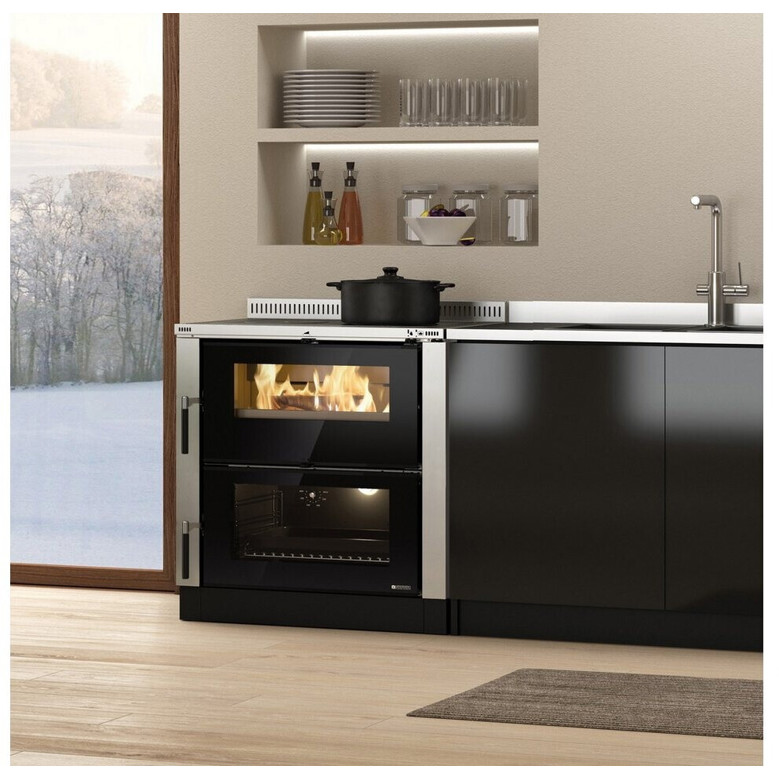 La Nordica - Verona XXL - Küchenofen mit Holzherd, 7 kW Heizleistung, 85,1% Wirkungsgrad, Edelstahl, silber
