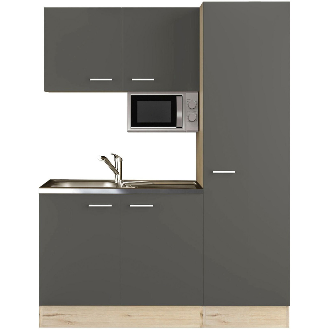 Flex-Well - Morena Singleküche - Kompaktküche 150 cm grau