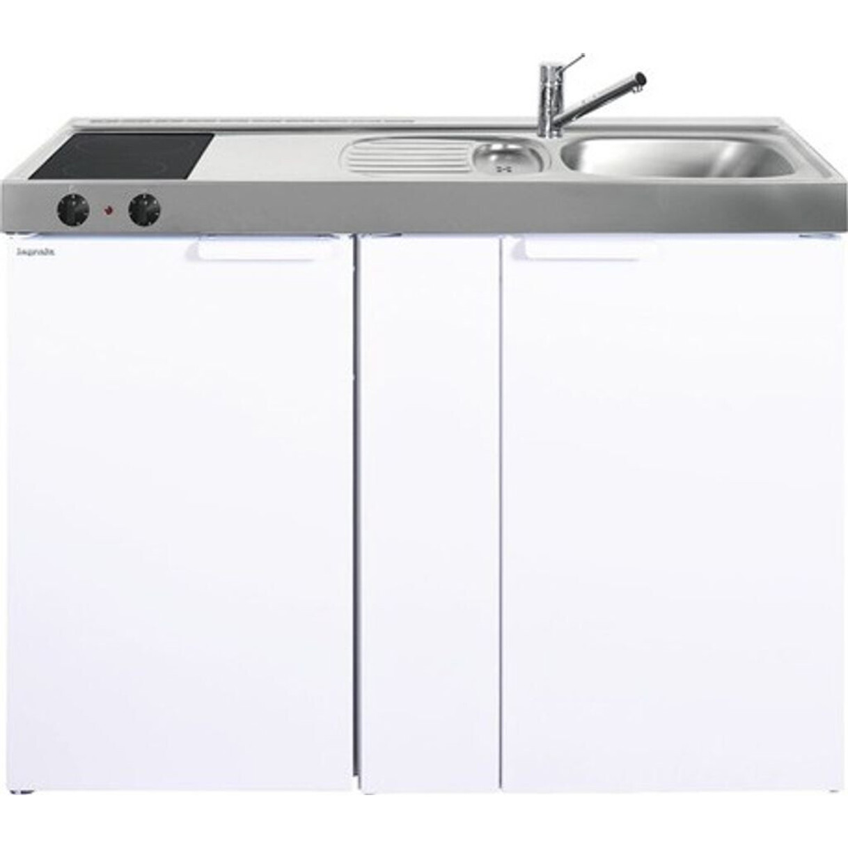 Stengel - MKC 120 Miniküche mit Elektrogerät - mit Kochfeld, Edelstahlspüle und Kühlschrank