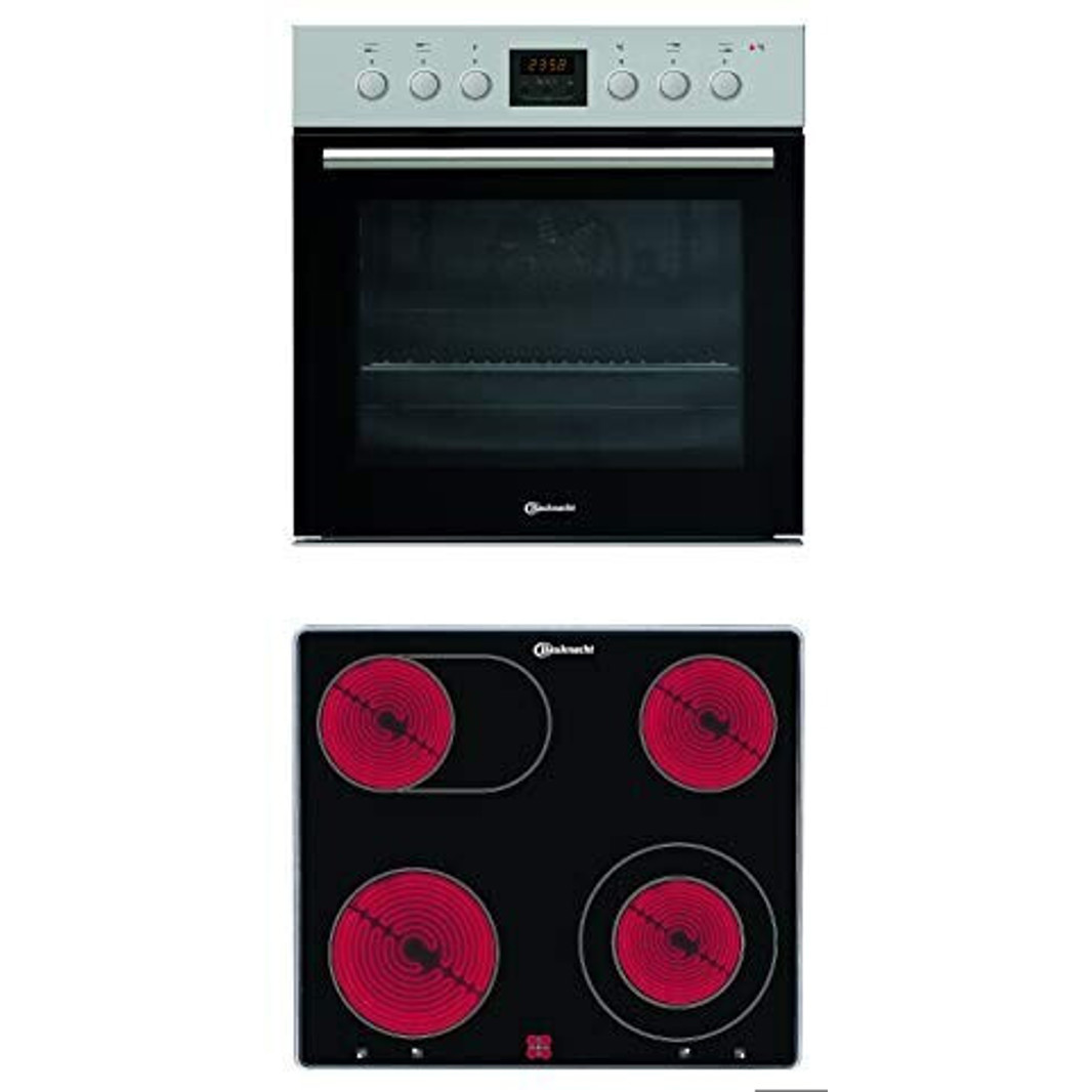 Bauknecht - Herd-Set Heko H200 - HVP2 KH5V IN + CHR 3462 IN - Elektroherd mit 4 Kochzonen, Ceranfeld, silber, 65l, Hydrolyse-Reinigung
