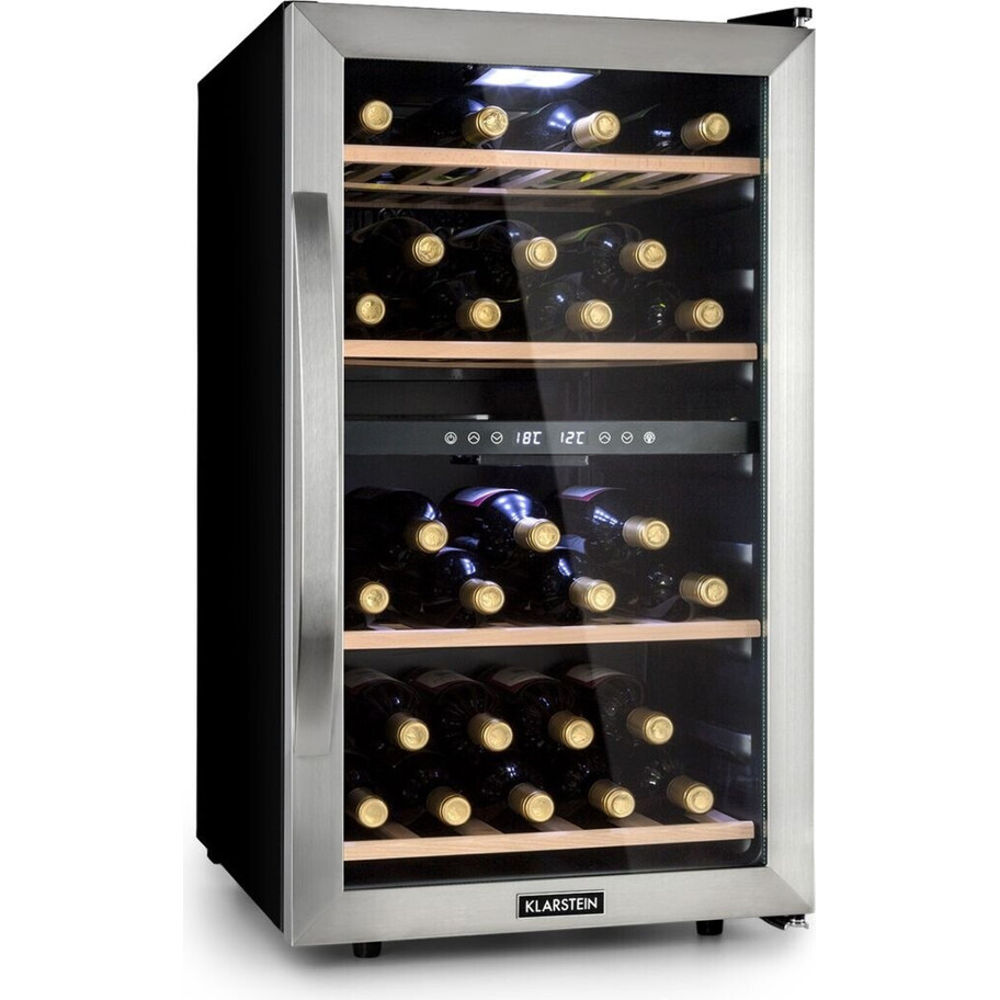 Klarstein Vinamour 45 Duo Weinkühlschrank 45 Flaschen, 1 Temperierzone, 5-18°C, silber/schwarz