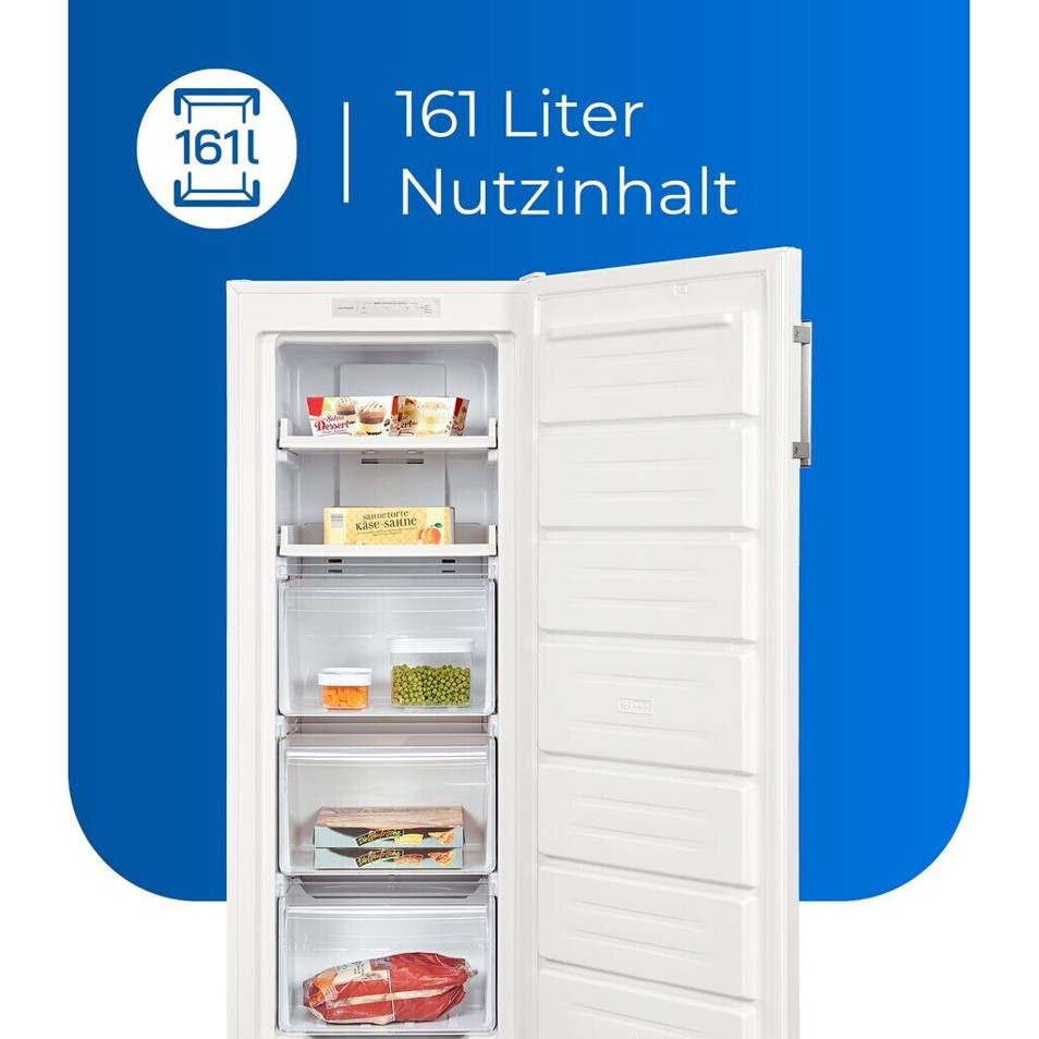 Exquisit - GS5231-NF-H-040C - Standgefrierschrank - weiß, No-Frost, 161 Liter, 39 dB(A)