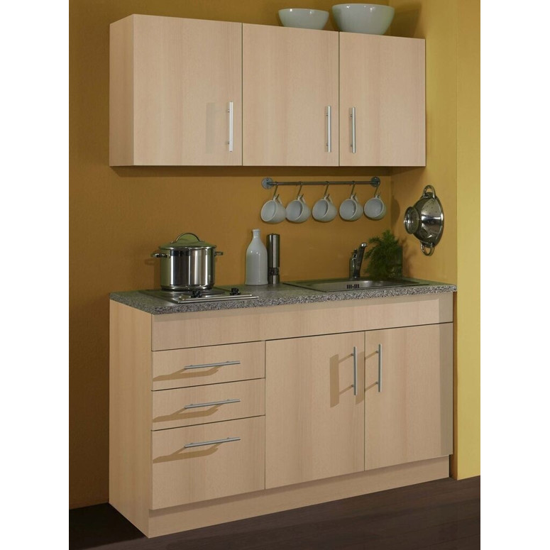 Held Möbel - Miniküche Toronto 120 cm - 978.6510 - Buche Matt, mit Kochfeld, 120 cm Breite