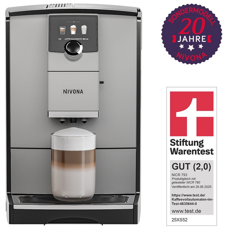 Nivona - CafeRomatica 793 - Kaffeevollautomat - grau, Mahlwerk, Aroma Balance System, 3 Mahlstufen, 3 l Wassertank, Cappuccino, Latte Macchiato