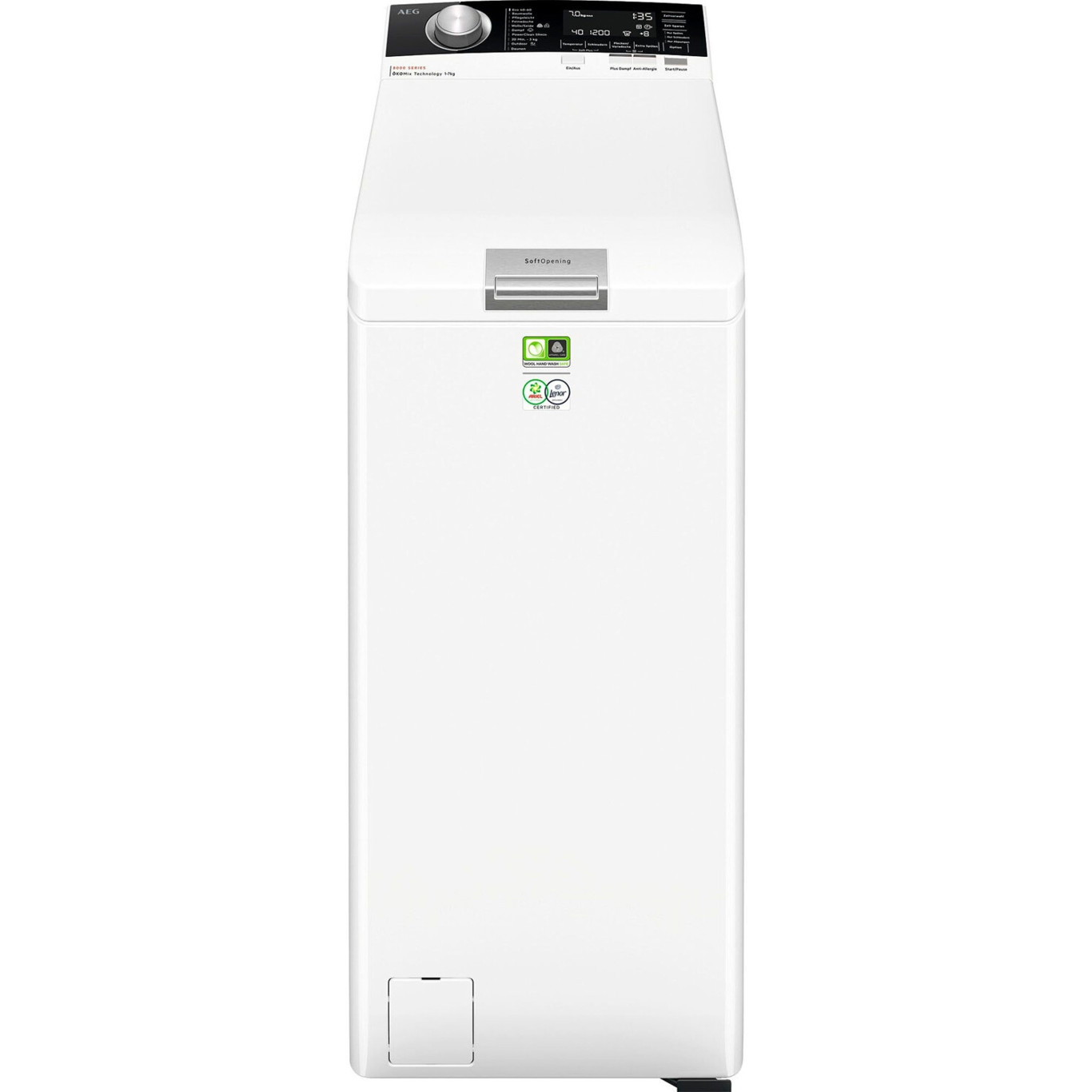 AEG LTR8A80370 - Waschmaschine Toplader mit 7kg Füllmenge, breit, 1300 U/min, ProSteam, Ökomix, ProSense, weiß