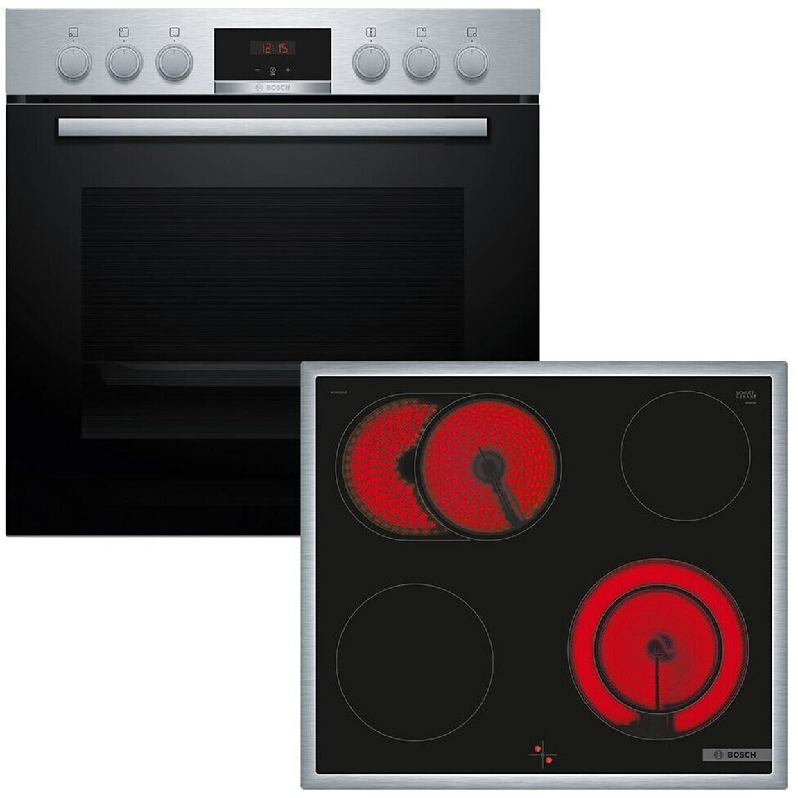 Bosch - Serie 4 - HND411LS63 - Elektroherd-Set silber, 71 Liter 5 Betriebsarten, 4 Kochzonen, Kindersicherung
