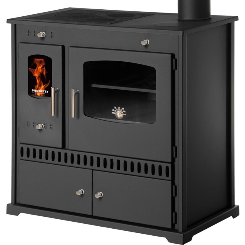 Prometey - Perfect ECO Küchenofen - linke Version - Dauerbrandherd - 7 kW, schwarz