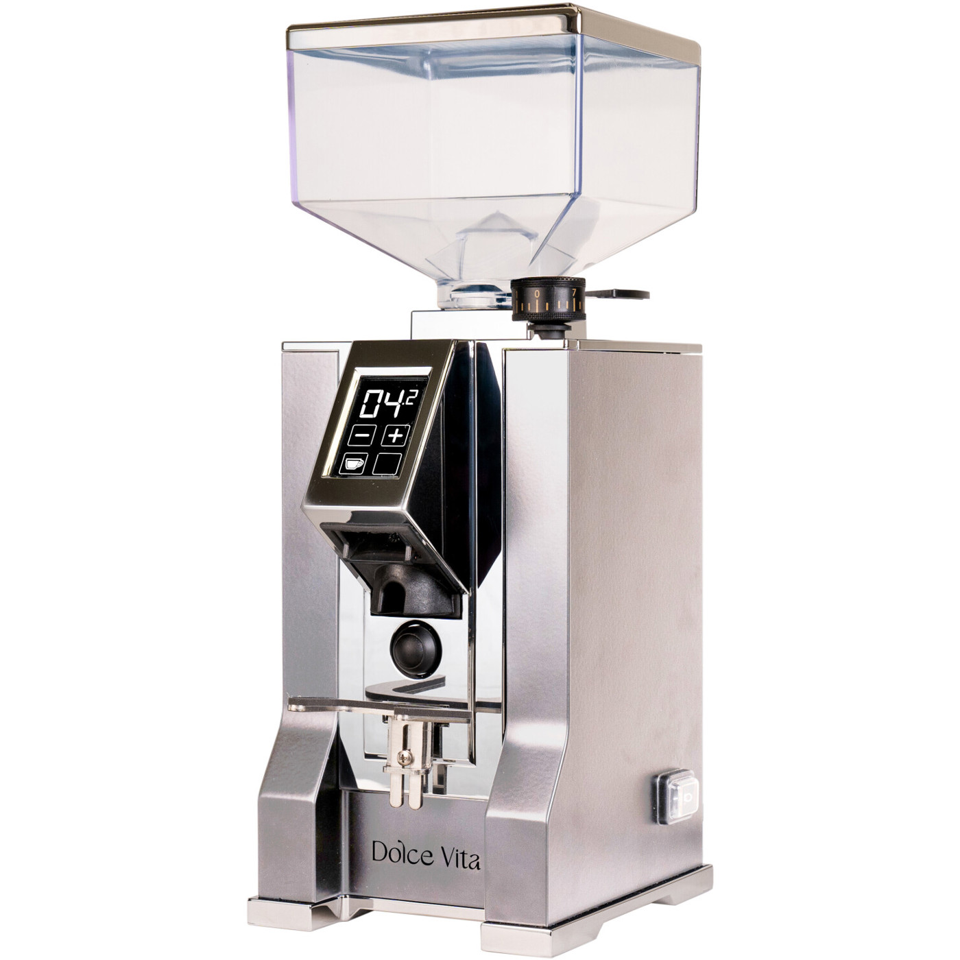 Eureka - Dolce Vita - elektrische Kaffeemühle - Scheibenmahlwerk - 300g Bohnenbehälter - silber