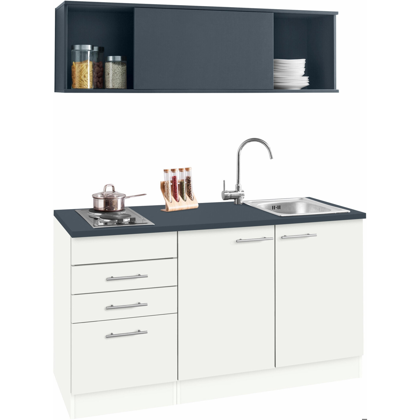 Optifit - Optifit Küchenzeile Mini - 575395 - Kompaktküchen - 150 cm weiß