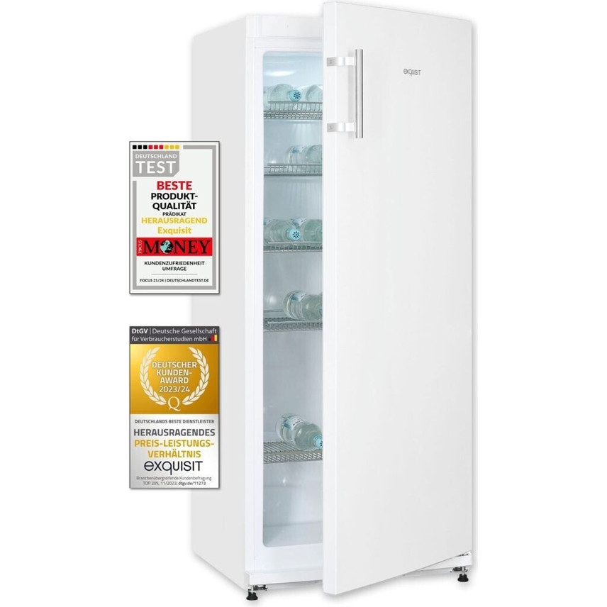 Exquisit - GKS29-V-H-280E w - Getränkekühlschrank - weiß, freistehend, 145,5 cm Höhe, 254 L, 41 dB