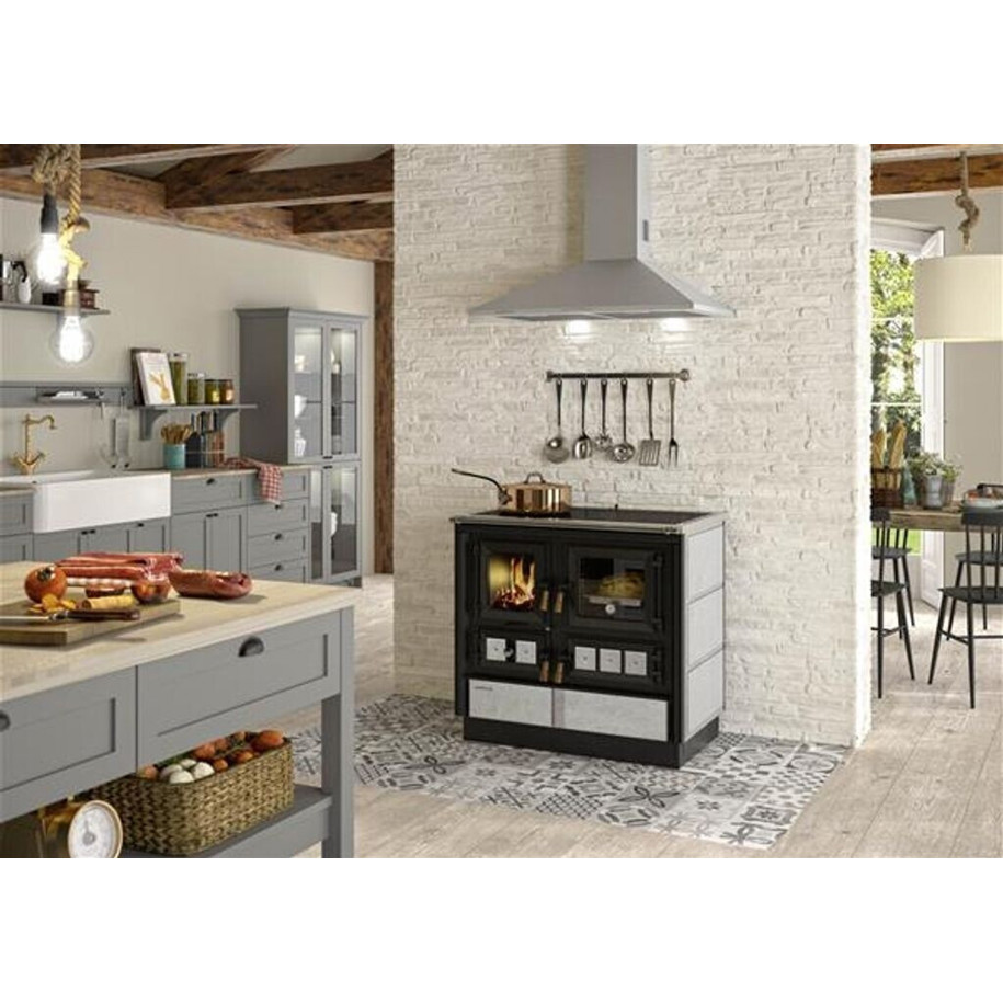 Justus - Rustico-90 2.0 - Holzherd - 7 kW, Stahl, Speckstein, Backofen
