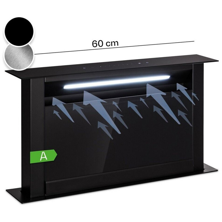 Klarstein - Royal Flush eco - Dunstabzugshauben - 60 cm Breite, LED-Beleuchtung, 4 Gebläsestufen, schwarz