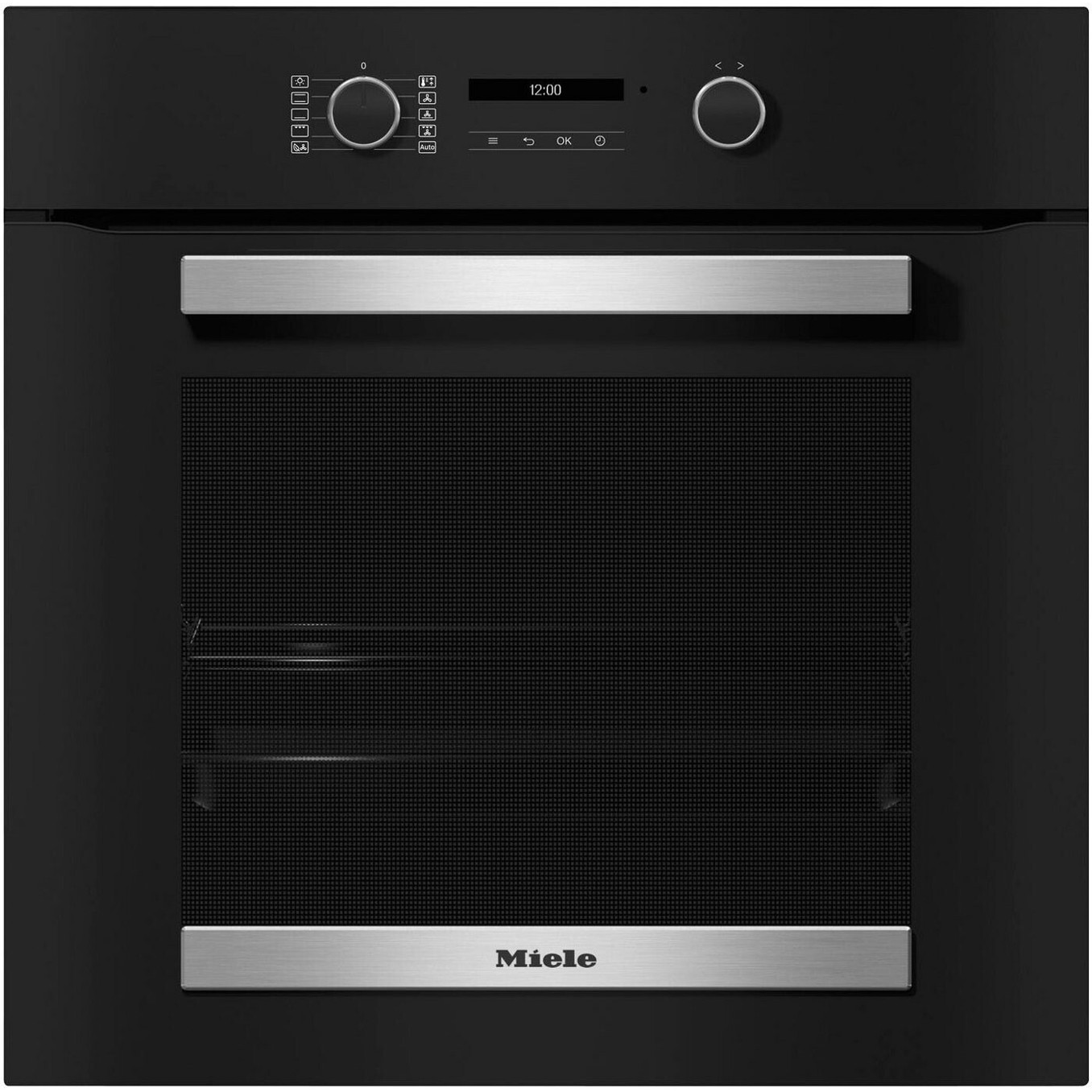 Miele - H 2465 B Active EL - Einbaubackofen schwarz Heißluft Umluftgrill Schnellaufheizung Vollglasinnentür Miele@home - 76 Liter kapasitas