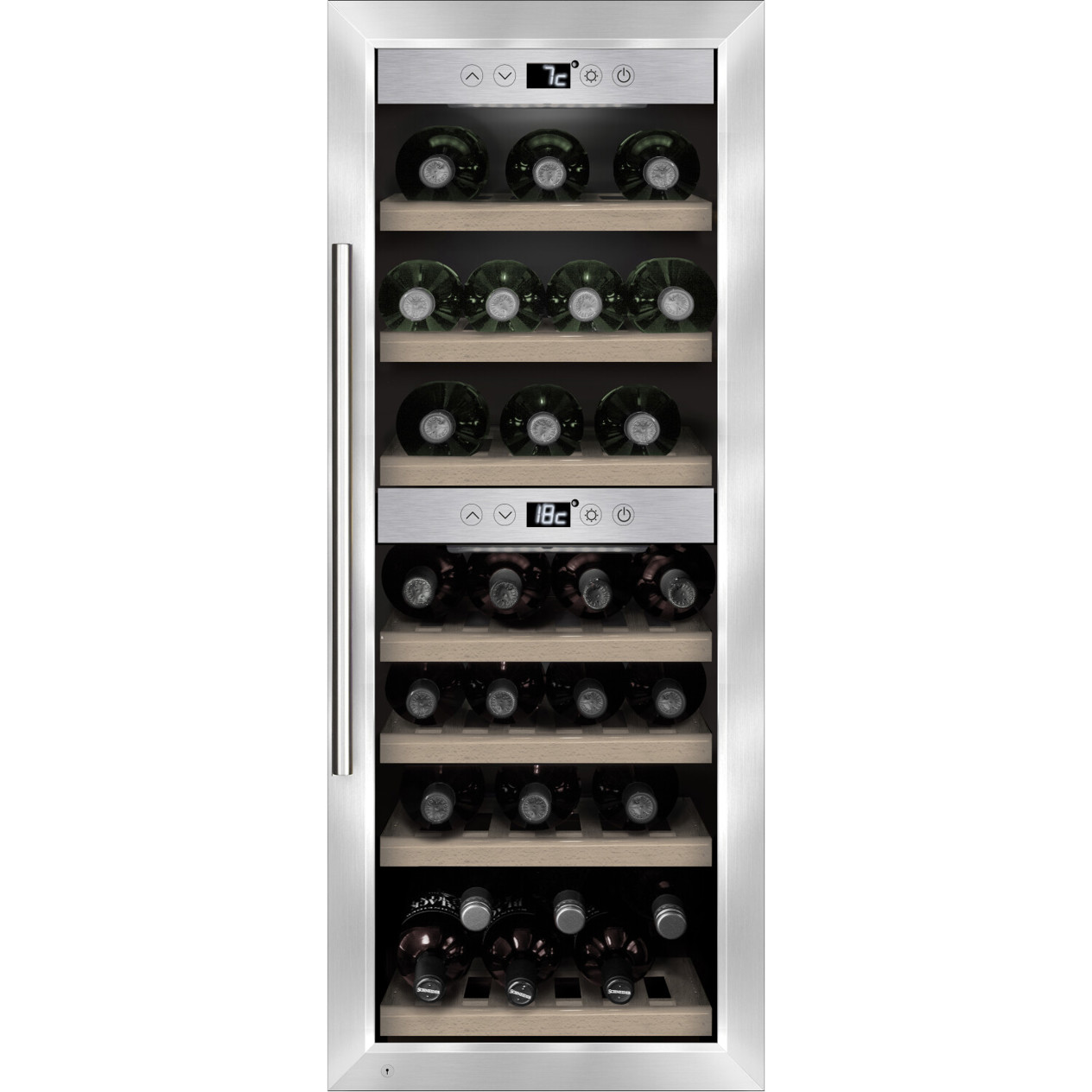 Caso Weinkühlschrank - WineComfort 38 - 38 Flaschen - 2 Zonen - silber