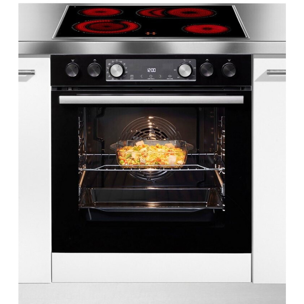 Gorenje - Einbauherd-Set mit Pyrolyse, schwarz - BCP6737E05BG + ECD634X - 4 Kochstellen, Bräterzone, Teleskopauszug