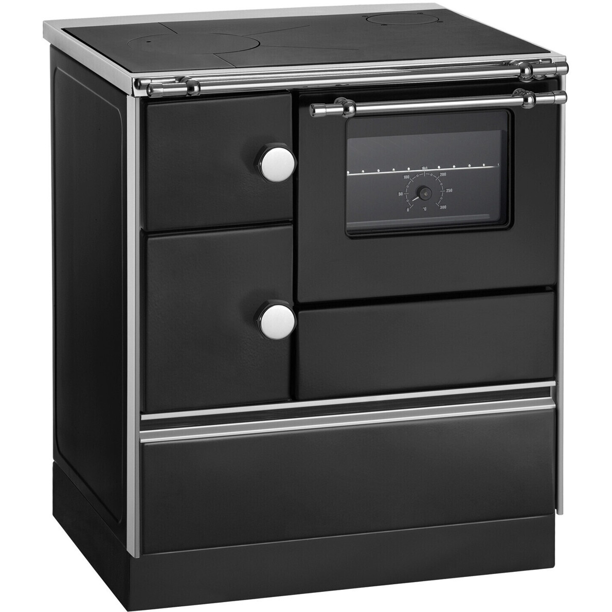 Wamsler - Kaminofen K 176 A/70 schwarz - Holzherd mit 5 kW Heizleistung und Stahlkochfeld
