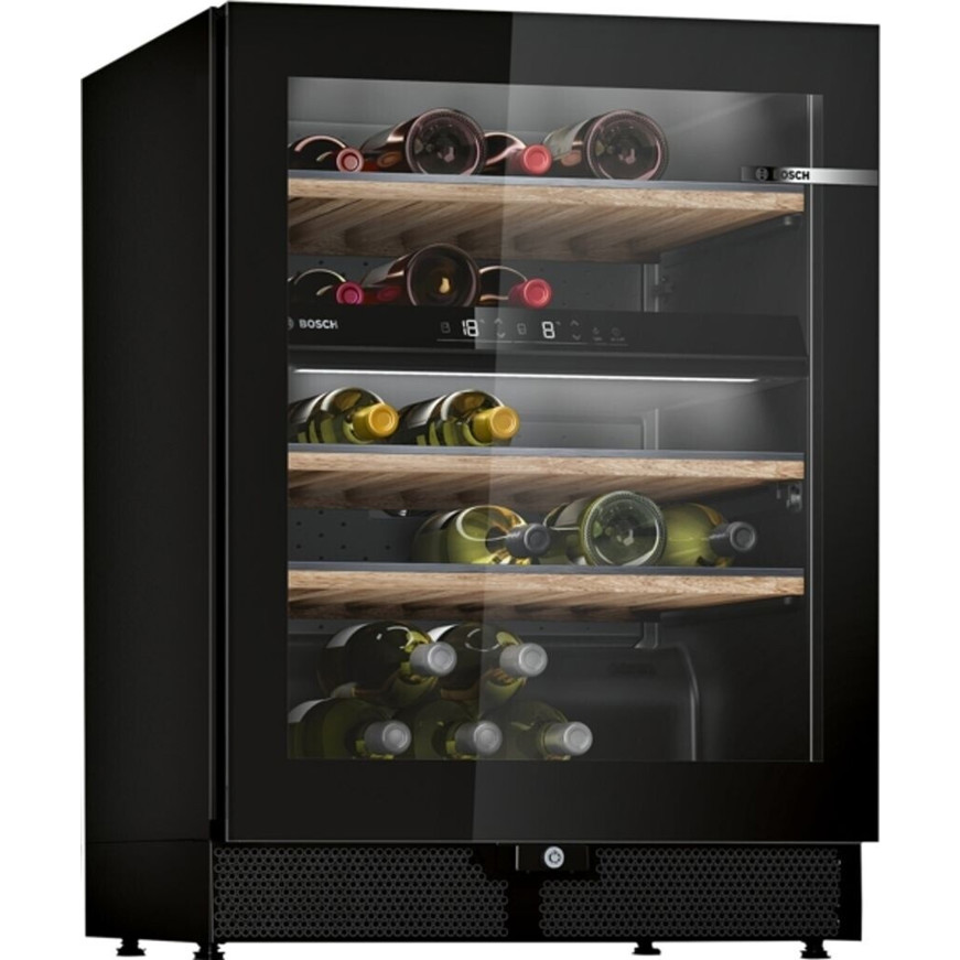 Bosch KWK16ABGB Weinkühlschrank 44 Flaschen, Zonen: 2, schwarz, freistehend, 81,8 cm Höhe, 38 dB(A)