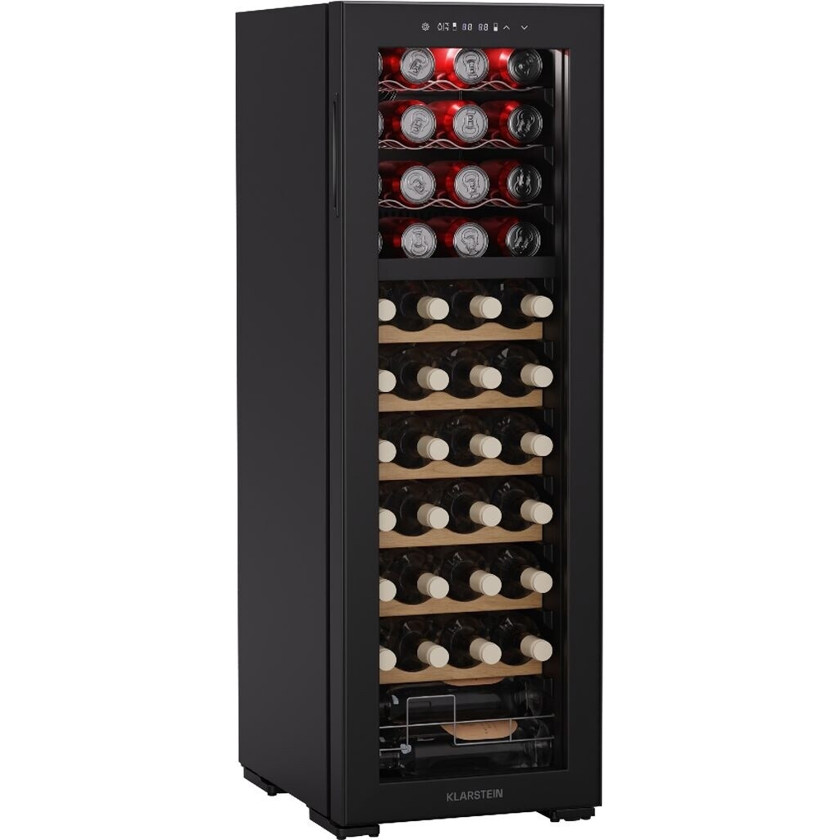 Klarstein - Bovella 44 Duo+ - Weinkühlschrank - 44 Flaschen, 2 Temperaturzonen, 126 cm Höhe, schwarz