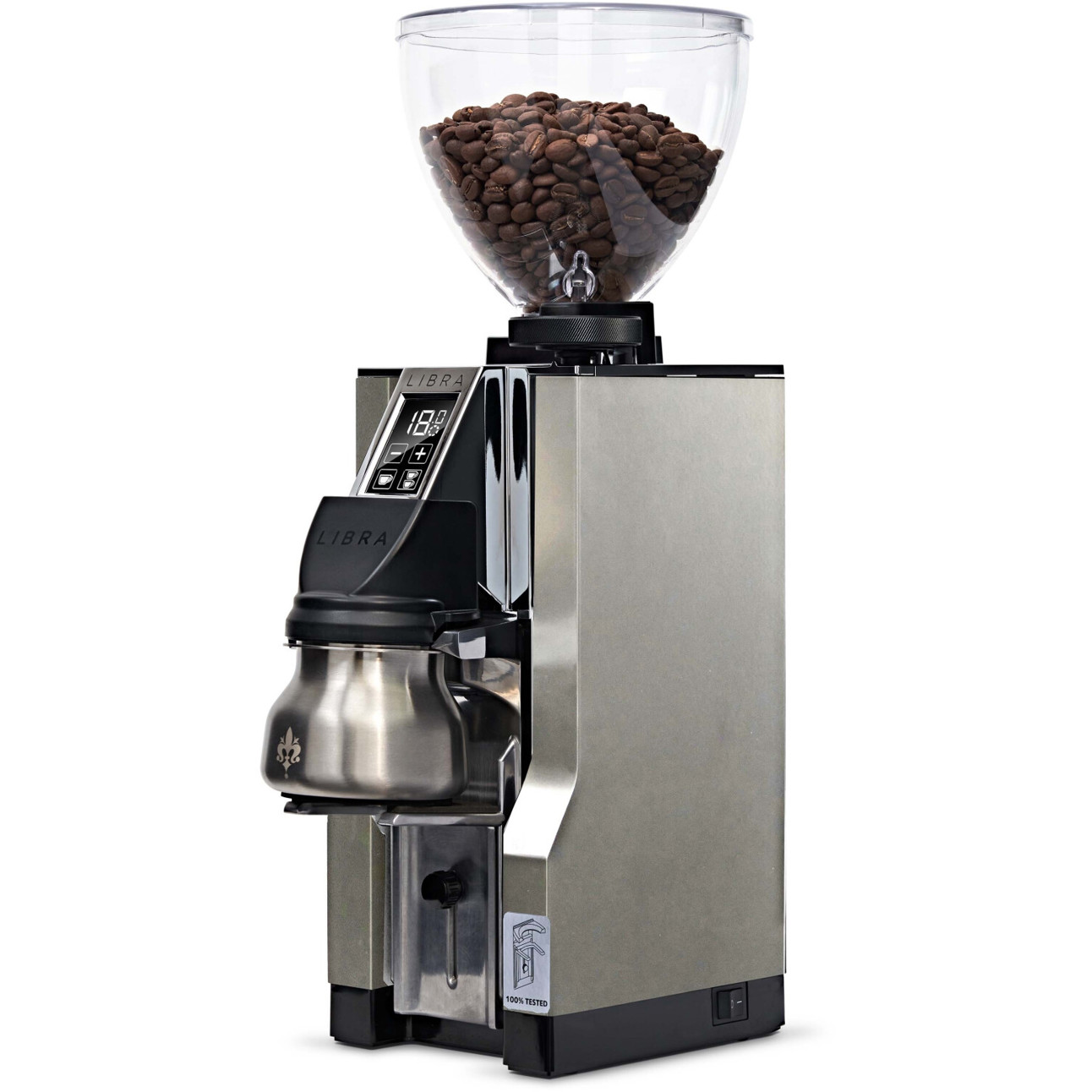 Eureka - Mignon Libra 65 - Kaffeemühle mit Display und Siebträgerhalterung - grau