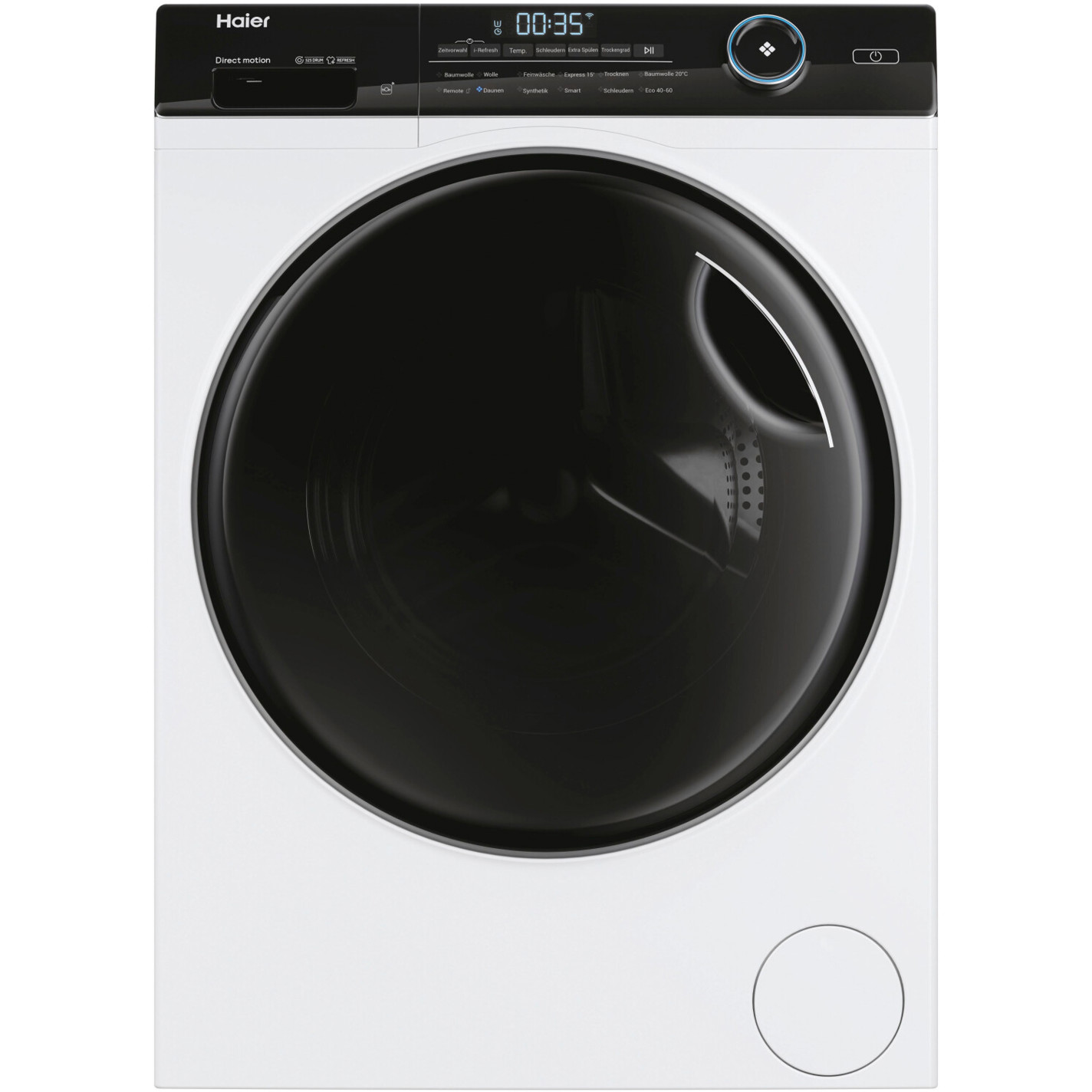 Haier HWD90-B14959U1 Waschtrockner 9 kg 6 kg weiß Frontlader Auffrischen WLAN Bluetooth Edelstahl 1.400 U/min