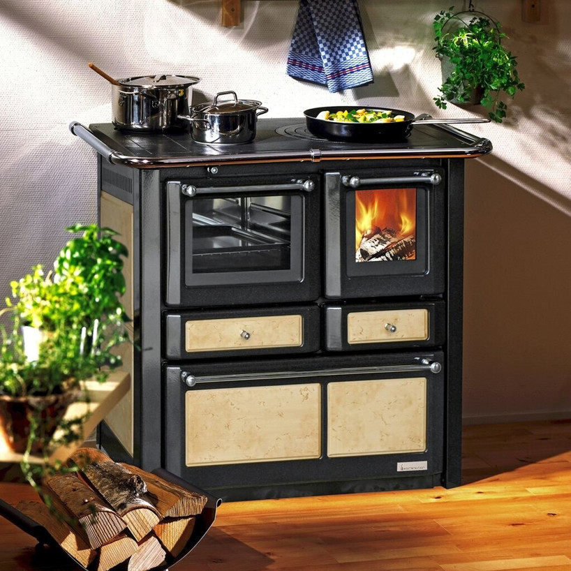Wamsler - Keramik K 85 F Antik - Holzherd - Sichtfenster, Backofen, 6 kW, 85 cm Höhe