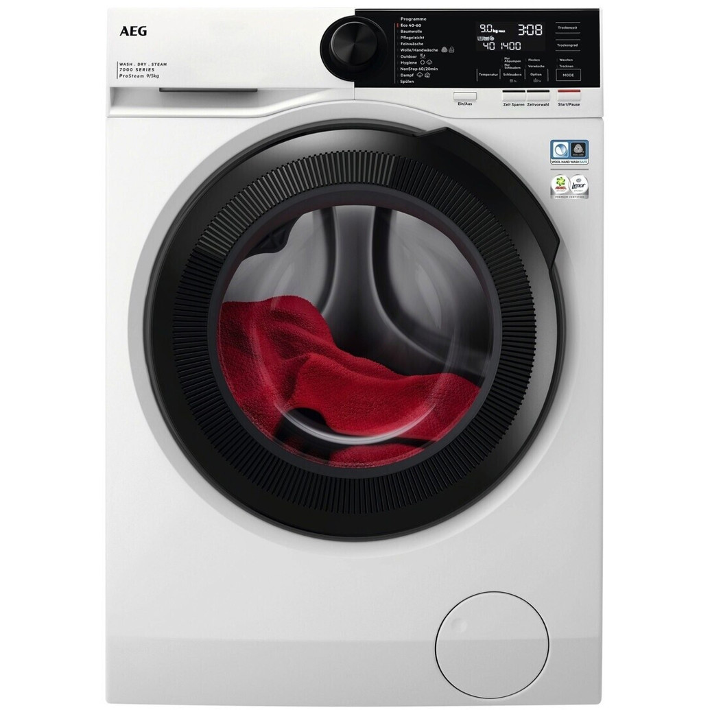 AEG - Waschtrockner - LWR7G65698 - 9 kg Waschen, 5 kg Trocknen, 1.600 U/min, weiß, Dampf-Funktion, LED Display