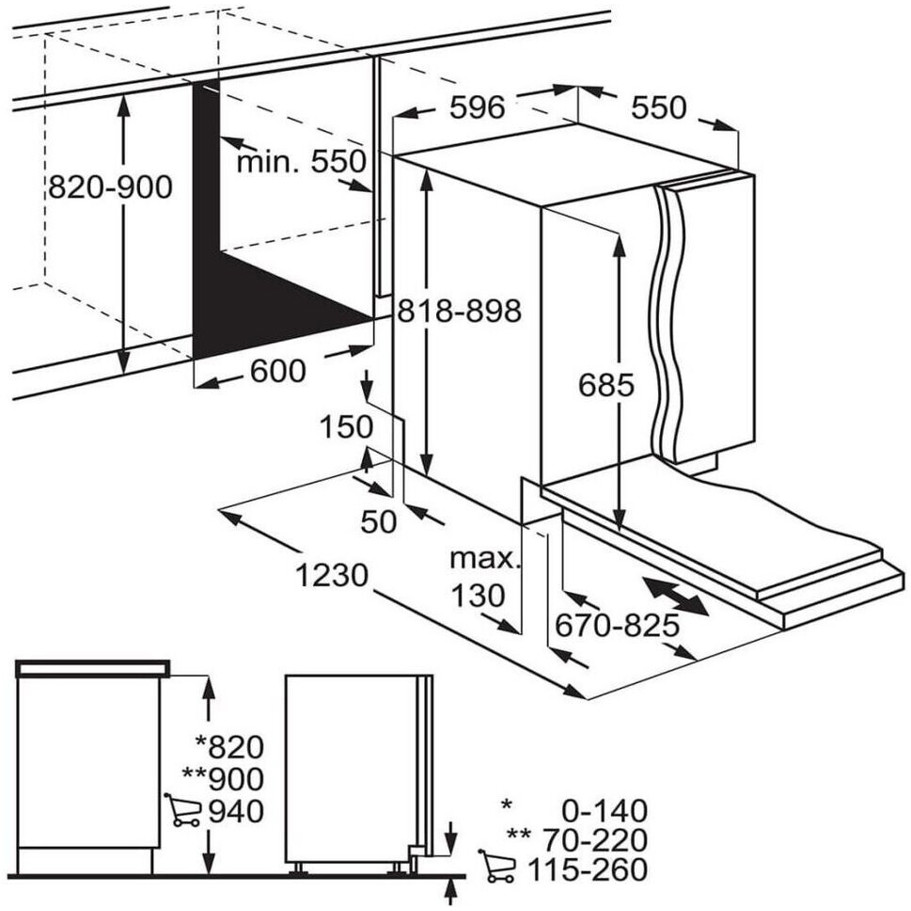 AEG FSE82827P Geschirrspüler schwarz vollintegrierbar 12 Maßgedecke Wärmetauscher AquaSensor ComfortLift BeamOnFloor 44dB BxE60cm