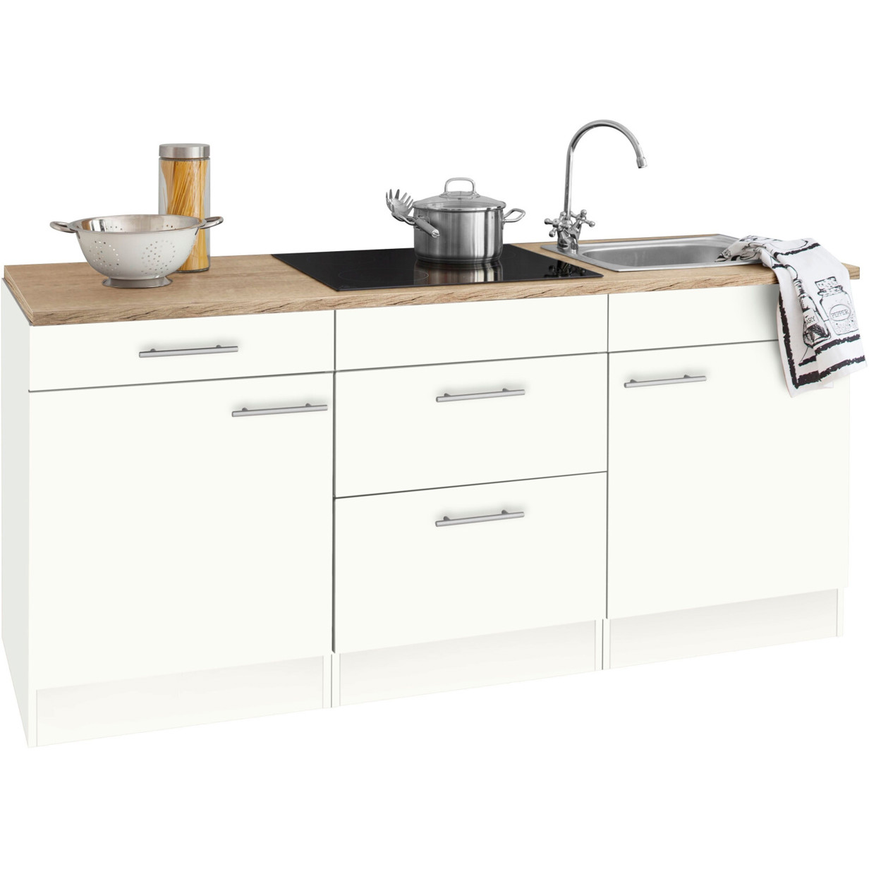 Optifit - Küchenzeile Mini - 12689247 - Kompaktküche - 180 cm - weiß, grau
