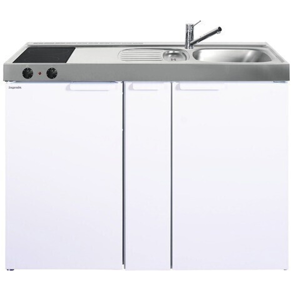 Stengel Kitchenline MKC 120 A - Miniküche mit Glaskeramik-Kochfeld, 100 Liter Kühlbereich, Edelstahlspüle