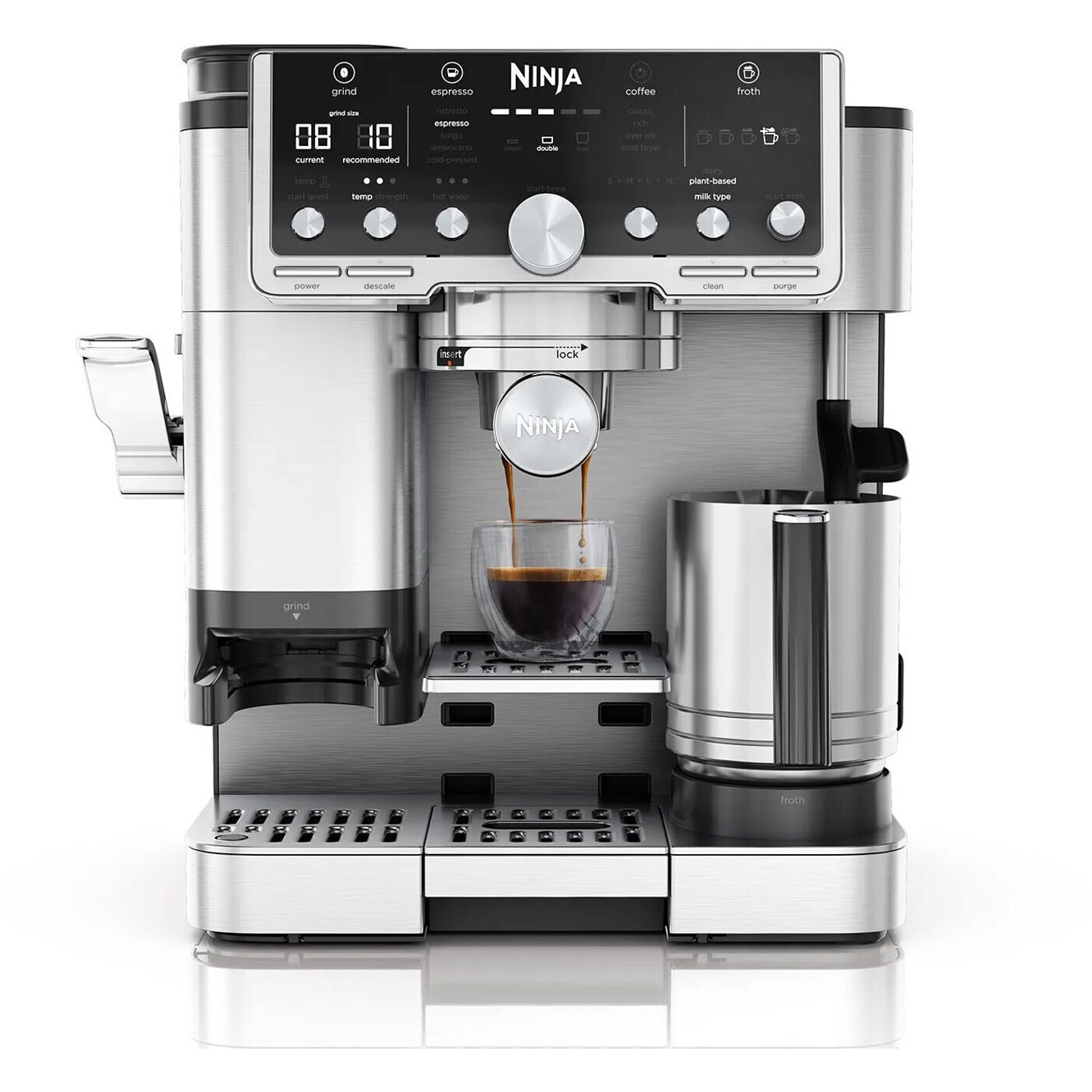 Ninja - Siebträgermaschine - ES701EU - grau - Dual Froth System, BaristaAssist