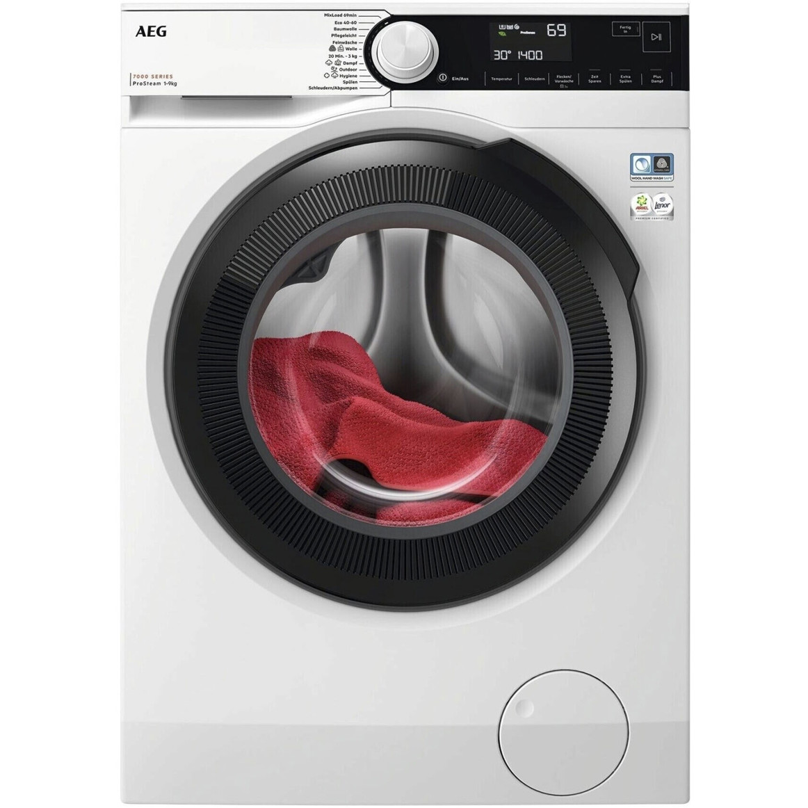 AEG - Waschmaschine Serie 7000 LR7GA70490 - 9 kg - weiß - ProSteam, ProSense, Inverter-Motor